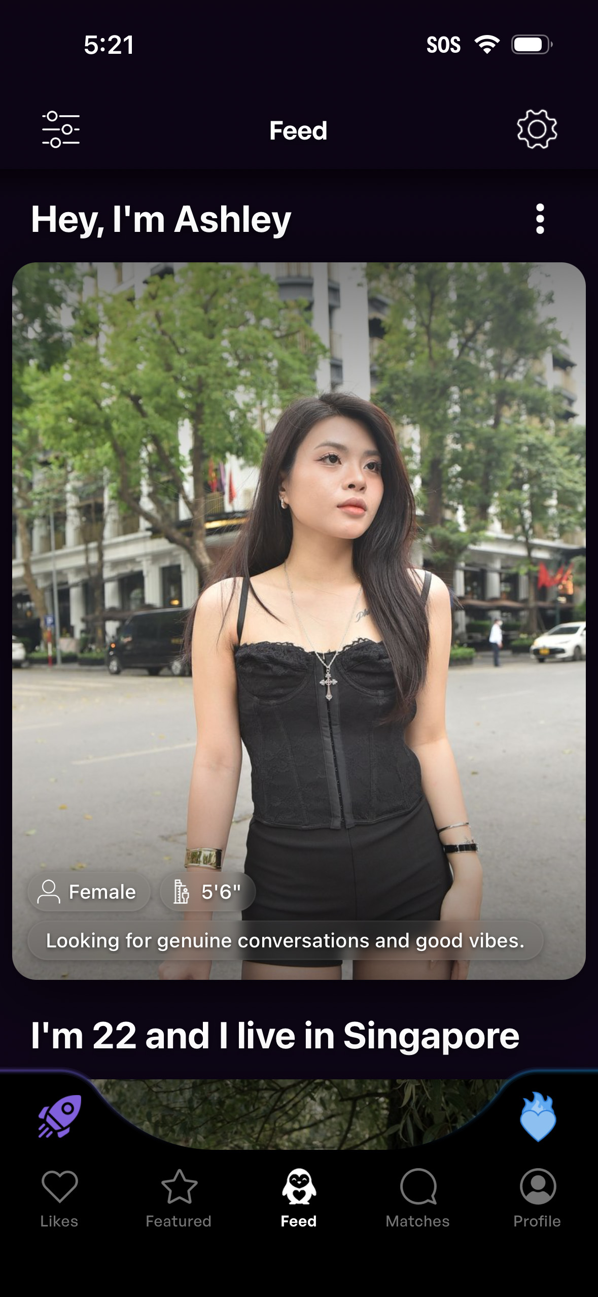 The Elsewhere app showing a profile